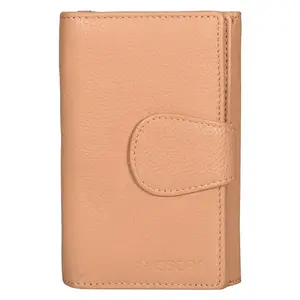 Sassora Genuine Leather RFID Ladies Purse Wallet (Beige)