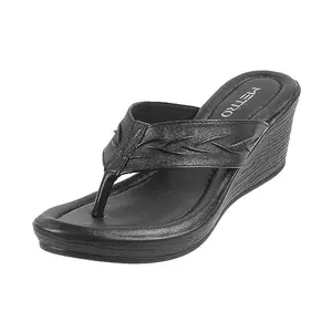 Metro Women Black Synthetic Leather Wegde Heel Sandal UK/8 EU/41 (32-486)