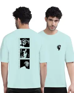 AUSK Printed Tshirt for Men || Oversized T-Shirts with Half Sleeve Round Neck for Mens Sky Blue