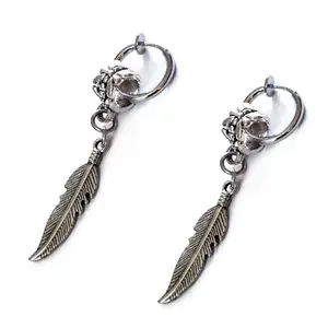 Via Mazzini Stainless Steel No-Piercing Clip-On Angel's Wing Charm Earrings For Men And Women (ER2471) 1 Pair
