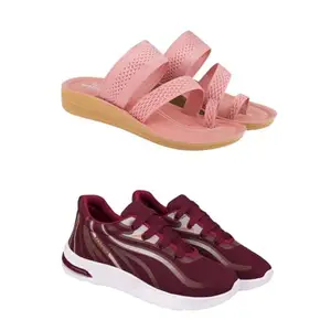 ZENWEAR Extra Soft Classic Casual wear with Flexibility Technology Flip-Flop Combo for Women's/Girl's(6142+2020)(5) Multicolor