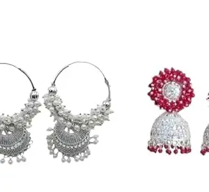 JMBW International Traditional Gold Plated Enamelled Jhumka & Hoop Baali Earring Womens & Girls