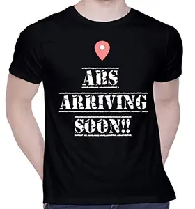 CreativiT Graphic Printed T-Shirt for Unisex ABS Arriving Soon!! Tshirt | Casual Half Sleeve Round Neck T-Shirt | 100% Cotton | D00403-7_Black_Small