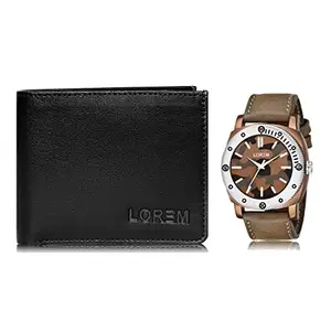 LOREM LOREM Combo of Men Watch & Artificial Leather Wallet-FZ-WL15-LR53