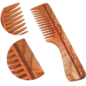 KAVIN Anti Bacterial Wooden Neem Comb for Kids Men and Women, Pack of 1