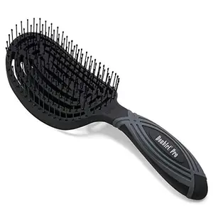 NuWay 4Hair DoubleC PRO Detangling Brush - Scalp Care & Volumizer - Patented DoubleC Curve - Hair Dryer Safe - (Black)