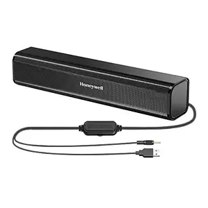 Honeywell Honeywell Moxie V500 10W Portable USB Wired Soundbar, Speaker for PC, Desktop and Laptop with Volume Control and 3.5 mm AUX, 2.0 Channel, 52mmX2 Drivers, Plug &Play, 2 Yrs. Warranty, Gloss Finish