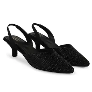 JM LOOKS Closed Toe Ankle Strap Heels Women Pumps Pointed Toe Heeled Sandals for Women Stiletto Wedding Dress Shoes - Black