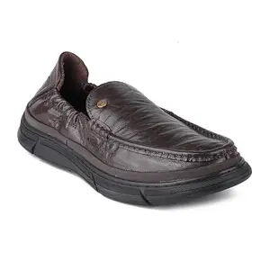 Red Chief Brown Genuine Leather Formal Slip On Shoes for Men