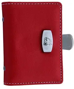 SAVING BASKET Red PU Leather Credit Card Organizer Wallet for Women