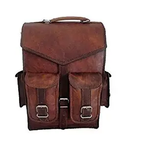 Vintage Fashion Leather Backpack Laptop Messenger Bag for College School Office Rucksack