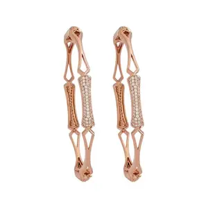 Kushal's Fashion Jewellery White Rose Gold Plated Ethnic Zircon Bangles - 411314