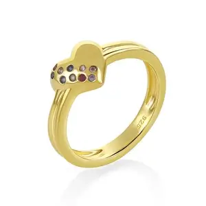 NISHANI Studio Multi-Color Heart Ring - 8 | Hypoallergenic & Durable | Gift for Her Golden