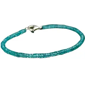 RRJEWELZ Apatite Bracelet for Men & Women – 3mm Rondelle Faceted Blue Beads – 7 inch with Silver Plated Clasp – Healing, Fashion, Gift, Spiritual, Yoga|LCBR_RR_00579