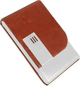 MARETTO Metal Card Holder for Men & Women | Leather Top RFID Blocking Card Case | Slim Business Card Holder | Credit/Debit/ATM Card Wallet | 9.5 x 6.5 cm Compact ID Card Holder (RED)