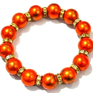 GGB Natural Healing Power Gemstone Crystal Beads Unisex Adjustable Macramé Bracelets 8mm (Orange)