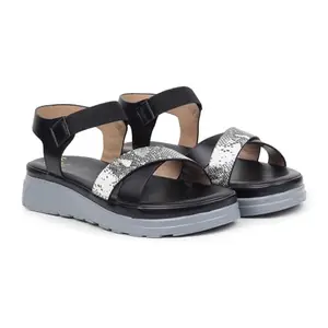 YOHO SDL 110 sandals for women | PU Moulded Comfort | Featherlight Design | Stylish Durability | All-Day Support | Classic Black - UK 9