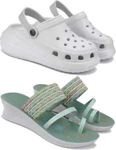 BERSACHE Extra Soft Classic Casual Slides for Women with Regular wear | Ultra Soft & Flexibility Technology | Combo(PP)-1958-1948 Multicolor