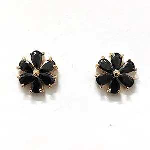 Jewels Corner SMARTY WEAR BLACK AD EARRING Cubic Zirconia Brass Stud Earring