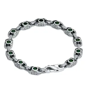 Raajraani Pure 925 Sterling Silver Bracelet for men | Eternal Legacy 925 sterling silver Bracelet for men | Oxidised Finish, No Stone | Size- 7.5" |Gift for Him (34.5 gms) (7.5")