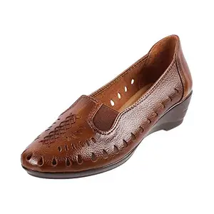 Metro Women Rust Leather Women Ballerina (31-8886-91-40) Size (7 UK/India (40EU))