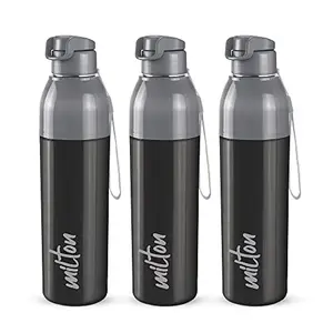 Milton Steel Convey 900 Insulated Inner Stainless Steel Water Bottle, Set of 3, 630 ml Each, Black | Leak Proof | BPA Free | Hot or Cold for Hours | Office | Gym | Hiking | Treking | Travel Bottle