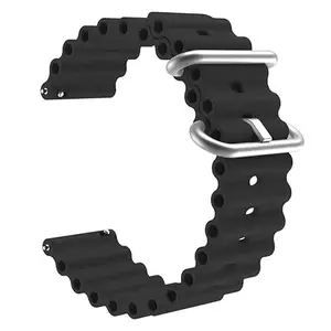 AONES 22mm Ocean Silicone Watch Bands Compatible for Boat Mystiq Watch Strap Black