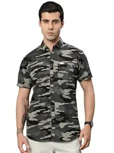 Majestic Man Men Comfort Slim Fit Checked Pure Cotton Half Sleeve Casual Shirt