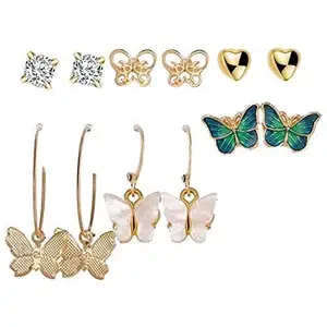 Vembley Sylish AD & Pearl Stud Earrings Jewellery For Women