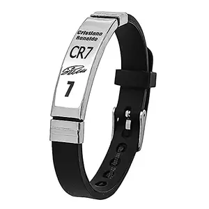 University Trendz Star Football Player Bracelet - Men's Silicone Adjustable Sports Wristband (Black)