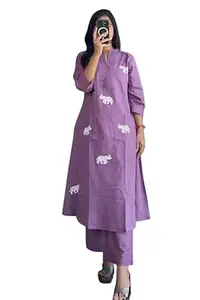 NawazKart Women's Cotton Printed Straight Kurti with Pant and Dupatta set