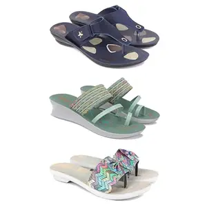 Women's Comfortable Sandal,Casual Lightweight Sandal for Everyday Wear | (COMBO-3)-1973-1948-1966-6