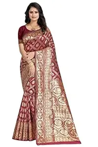 Shasmi Women's Banarasi Saree Pure Kanjivaram Silk Saree Soft new ladies 2026 Design Wear Pattu Sarees Latest Cotton Party Sari collections With Blouse Piece for Wedding sadi (SAM SAN 9017)