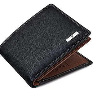 URBAN FOREST Men's Kyle Black/Redwood Leather Wallet - Packed in Premium Wooden Box