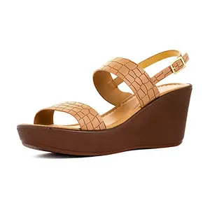 Khadim's Sharon Beige High Heel Wedge Sandal for Women (6550258)