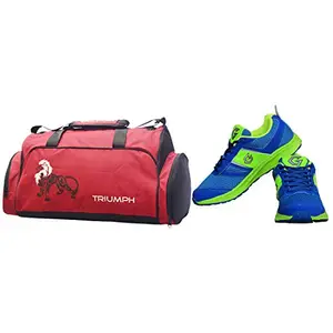 Gowin Bright Blue/Green Size-7 with Triumph Gym Bag Track-2 Kb-4000 Red/Black