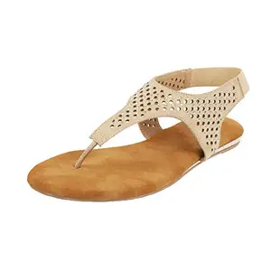 Mochi Women Synthetic Beige Sandals (33-951-20-37) Size (4 Uk (37 Eu))