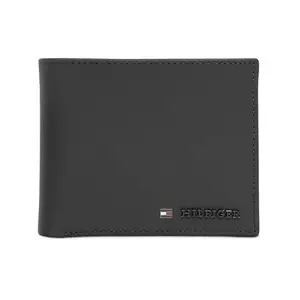 Tommy Hilfiger Men Leather Global Coin Wallet - Black, (Grevena)