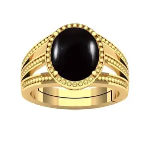 APSSTONE 8.25 Ratti Sulemani Hakik Ring Akik Ring Original Natural Black Haqiq Precious Gemstone Hakeek Astrological Gold Plated Adjustable Ring Size 16-24 for Men and Women,s