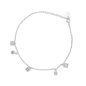 Treva Iconic Jewels Women 925 Silver Cubes and Charms Anklet | Gift for Girls and Women | Wedding Gift