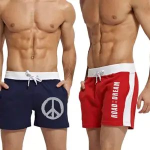 hotfits Men's Self Designed Blue & Red Cotton Regular Shorts-Pack of 2-L