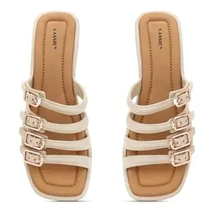 CASSIEY Women's Multi-Strap Buckle Flat Sandals