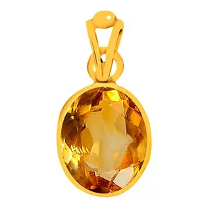 Clara Certified Citrine Sunehla 9.3 Carat or 10.25ratti Panchdhatu Alloy Gold Polish Good Luck Pendant for Men & Women