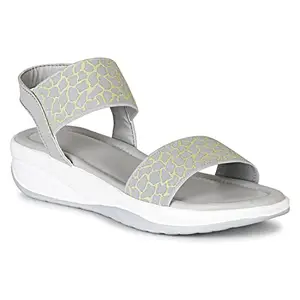 YALA Women's Fashion Grey Casual Light weight, Comfortable & Trendy Sandals for Girls