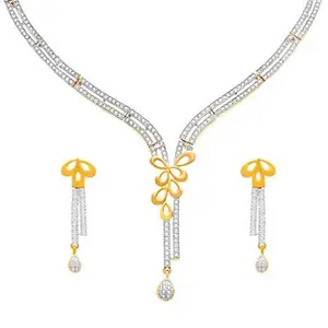 JFL - Fashion Fusion One Gram Gold Plated Cz American Diamond Necklace Set for Women & Girls.,Valentine