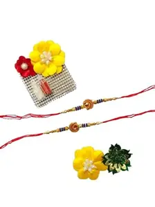 श्रीJee Marketing Rakhi Combo Set 4 for Brother | Designer Rakhi Kundan Bracelet for Bhaiya With Roli Chawal Card