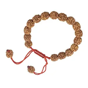 Tridev Blessings 4 Mukhi Wood Rudraksha Bracelet/Four Face Rudraksha Bracelet - 18 Beads For Unisex Adult (10Mm, Brown)