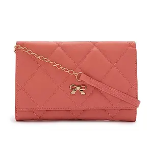 Globus Red Textured PU Envelope Wallet with Bow Detail