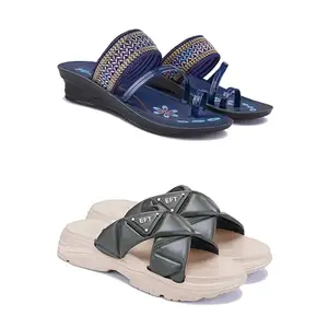 Women's Comfortable Sandal,Casual Lightweight Sandal for Everyday Wear | Green Color | Size: 5 (2-COMBO)-1953-1891-5-EURO-36