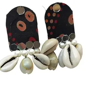 Prushti's Handmade Jwellery Fabric Kori Jute Dangle Earrings for Women and Girls (Black)